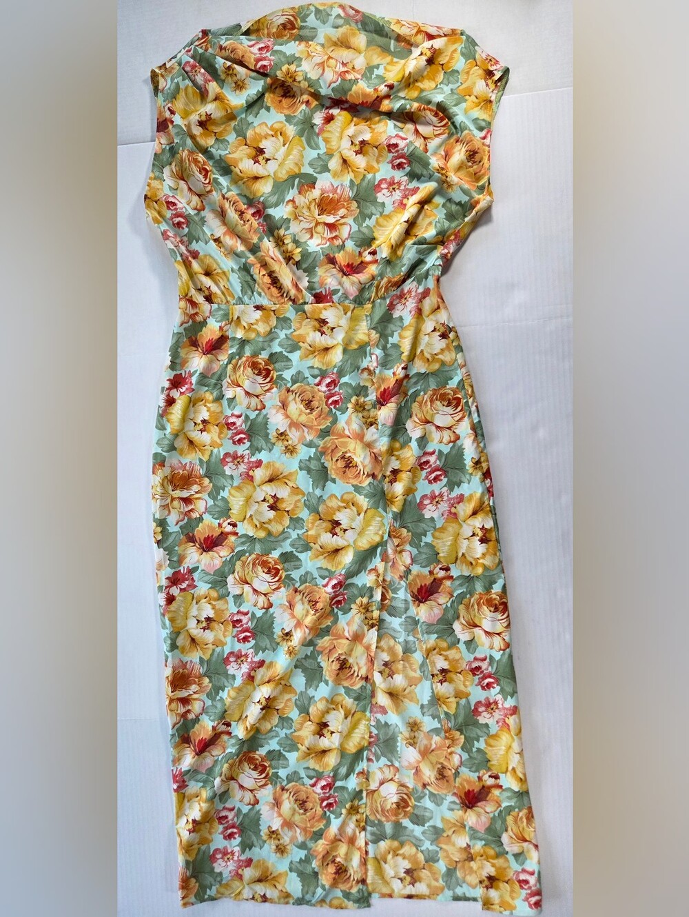 Shein Long Dress With Front Slit Cap sleeve Floral Formal Romantic Dress